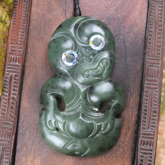 Hei Tiki carved from Rimu Pounamu - NZ Greenstone