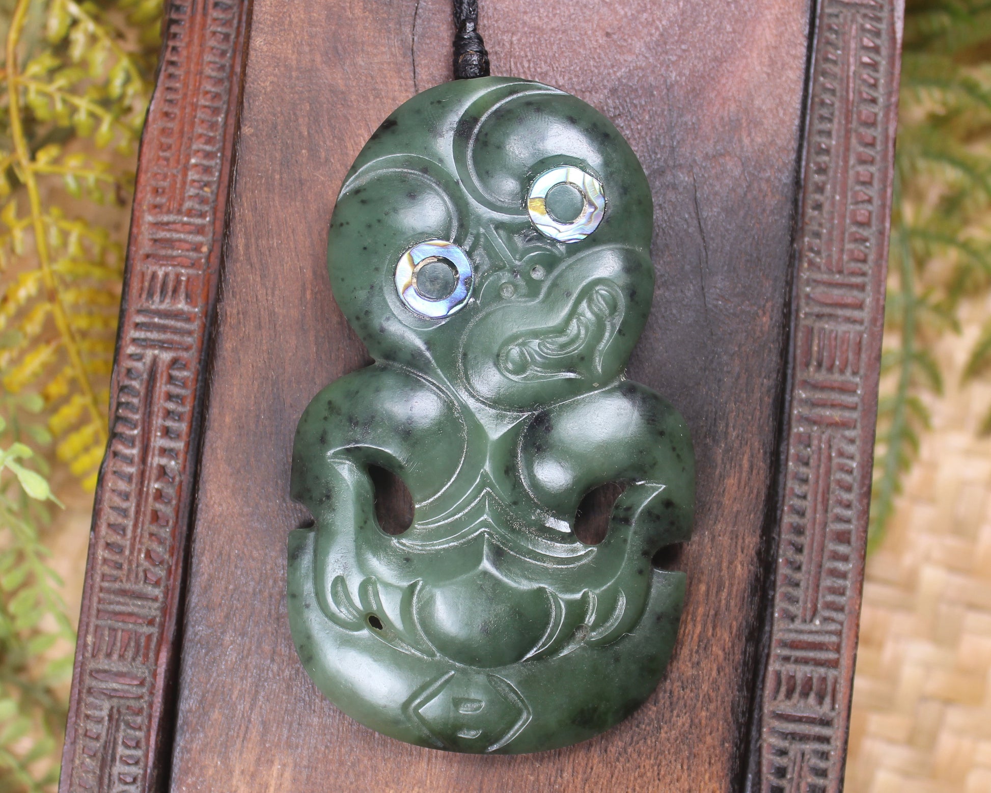 Hei Tiki carved from Rimu Pounamu - NZ Greenstone