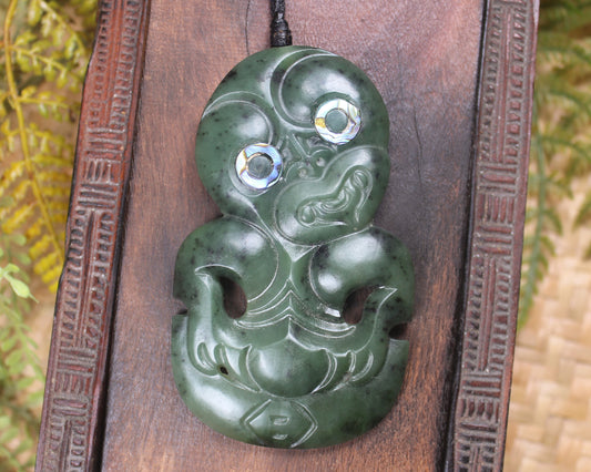 Hei Tiki carved from Rimu Pounamu - NZ Greenstone