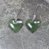 Heart Earrings carved from Hapopo Pounamu - NZ Greenstone