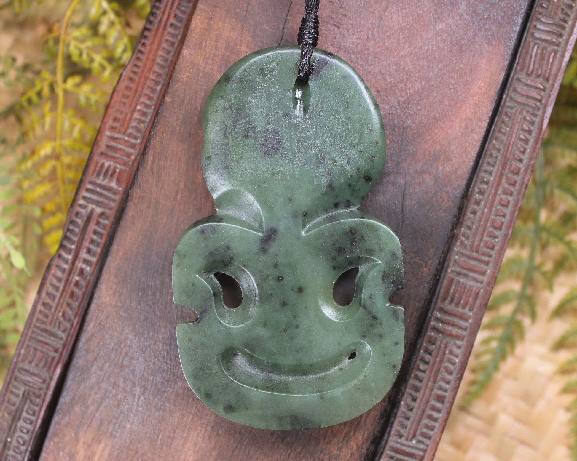 Hei Tiki carved from Rimu Pounamu - NZ Greenstone