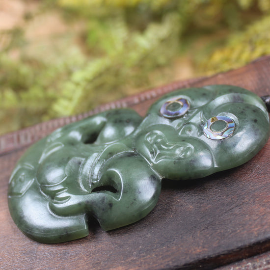 Hei Tiki carved from Rimu Pounamu - NZ Greenstone