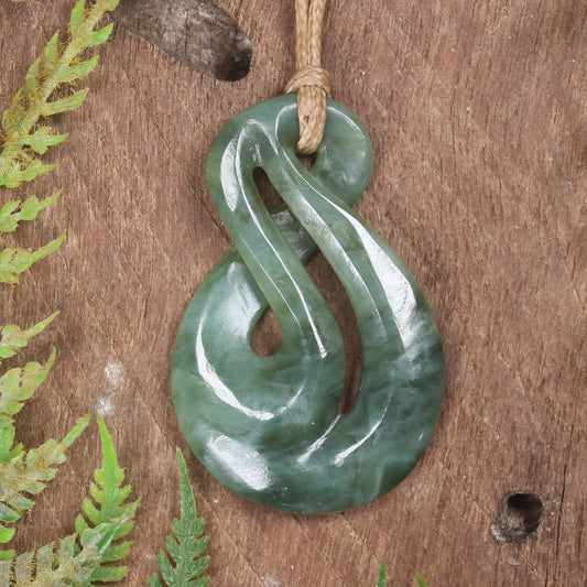 Twist or Pikorua carved from Inanga Pounamu - NZ Greenstone