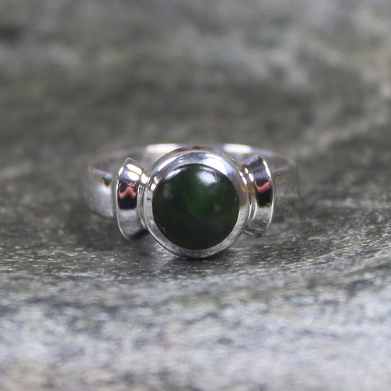 Sterling Silver Kawakawa Pounamu Ring - NZ Greenstone