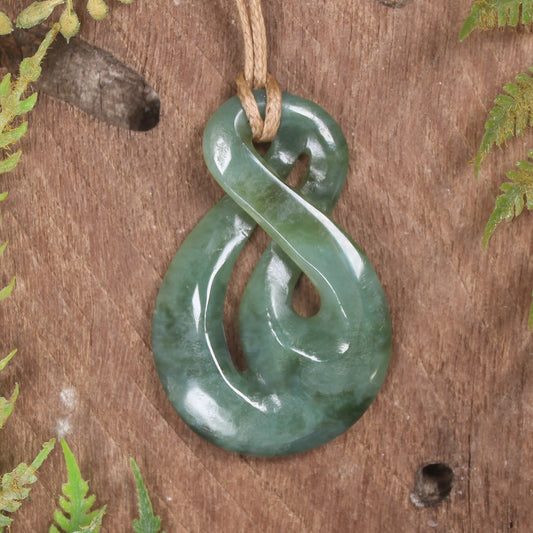 Twist or Pikorua carved from Inanga Pounamu - NZ Greenstone