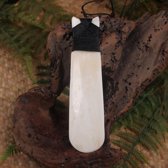Toki or Adze with Koru carved from Beef Bone