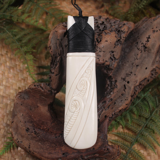Toki or Adze with Koru carved from Beef Bone