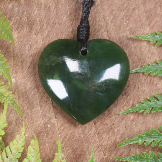 Heart carved from Kawakawa Pounamu - NZ Greenstone
