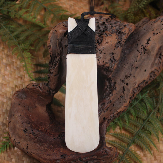 Toki or Adze with Koru carved from Beef Bone