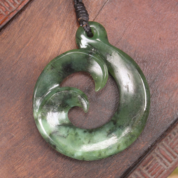 Koru Twist Pendant carved from Rimu Pounamu - NZ Greenstone