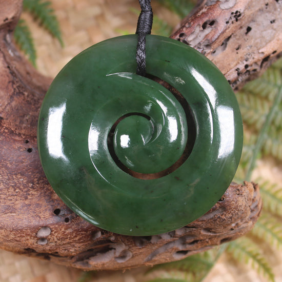 Koru pendant carved from Kawakawa Pounamu - NZ Greenstone