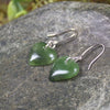 Heart Earrings carved from Hapopo Pounamu - NZ Greenstone