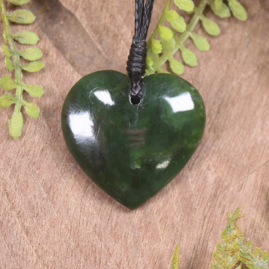 Heart carved from Kawakawa Pounamu - NZ Greenstone