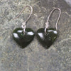 Heart Earrings carved from Kawakawa Pounamu - NZ Greenstone