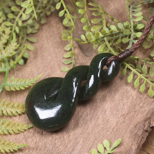 Twist carved from Rimu Pounamu - NZ Greenstone