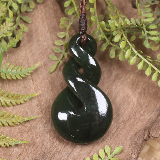 Twist carved from Rimu Pounamu - NZ Greenstone