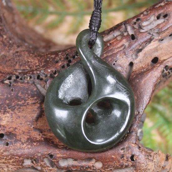 Twist carved from Rimu Pounamu - NZ Greenstone