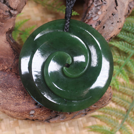 Koru pendant carved from Kawakawa Pounamu - NZ Greenstone