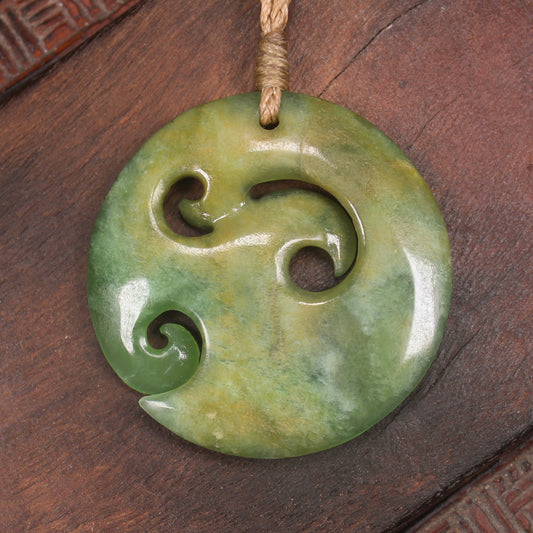 NZ Greenstone Medium Koru Pendant (BP333) Flower Jade Pounamu