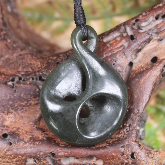 Twist carved from Rimu Pounamu - NZ Greenstone