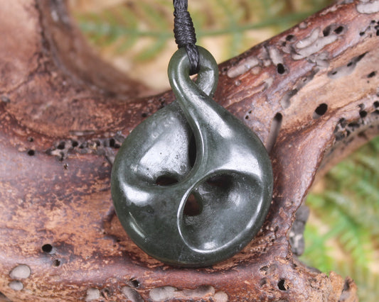 Twist carved from Rimu Pounamu - NZ Greenstone