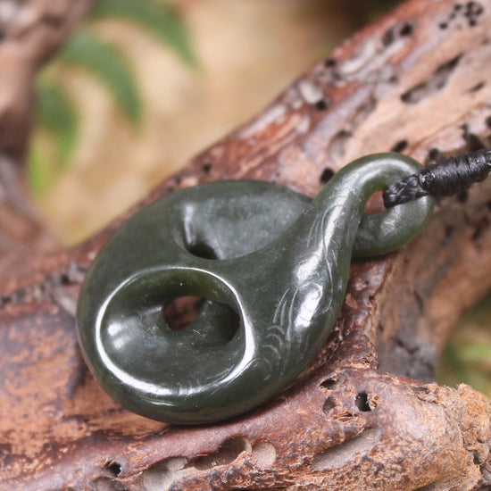 Twist carved from Rimu Pounamu - NZ Greenstone