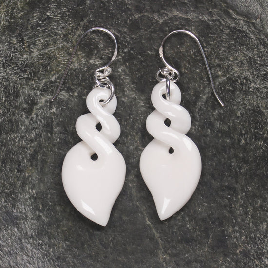 Twist Earrings carved from beef bone