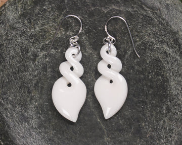 Twist Earrings carved from beef bone