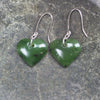 Heart Earrings carved from Hapopo Pounamu - NZ Greenstone