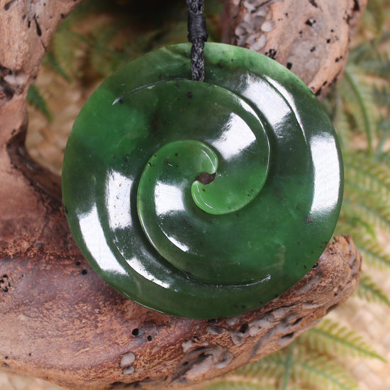 Koru carved from Rimu Pounamu - NZ Greenstone