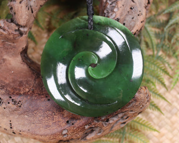 Koru carved from Rimu Pounamu - NZ Greenstone