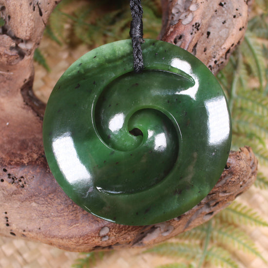 Koru carved from Rimu Pounamu - NZ Greenstone