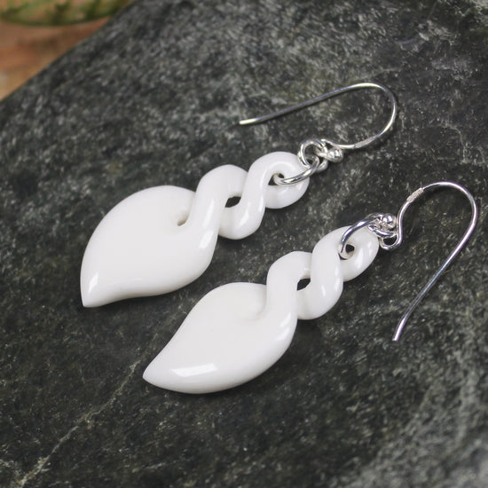 Twist Earrings carved from beef bone