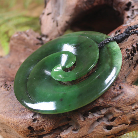 Koru carved from Rimu Pounamu - NZ Greenstone