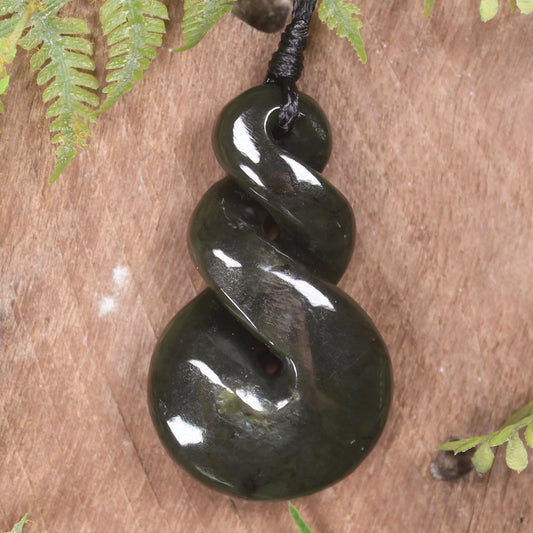 Twist carved from Rimu Pounamu - NZ Greenstone