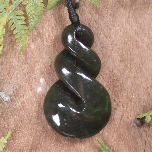 Twist carved from Rimu Pounamu - NZ Greenstone