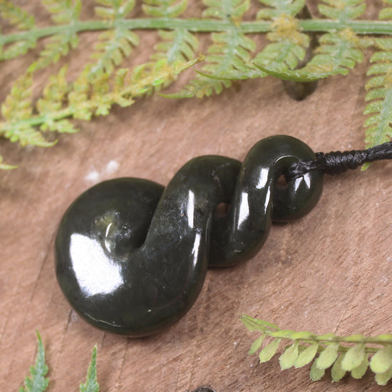 Twist carved from Rimu Pounamu - NZ Greenstone