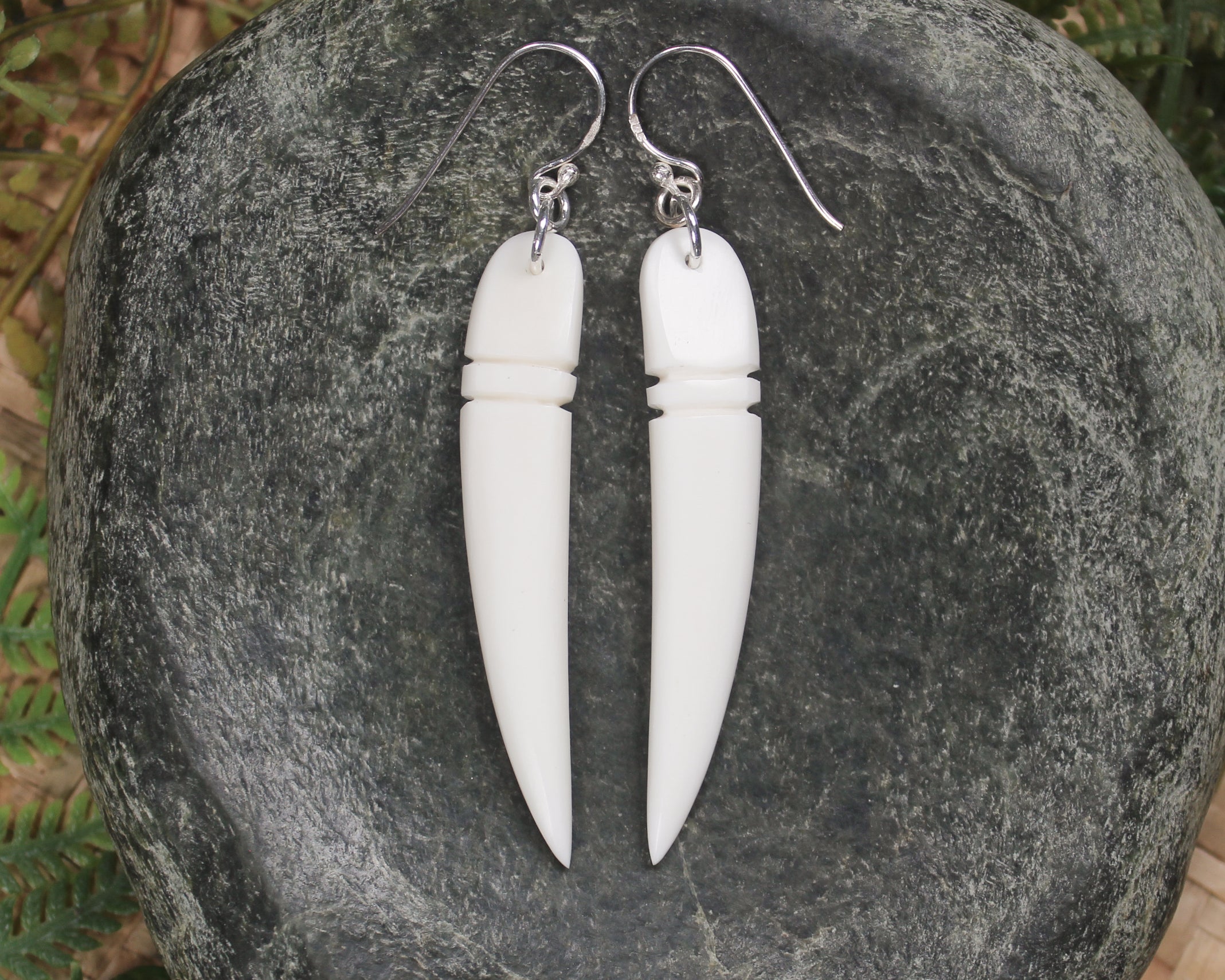 nz beef bone tooth earrings