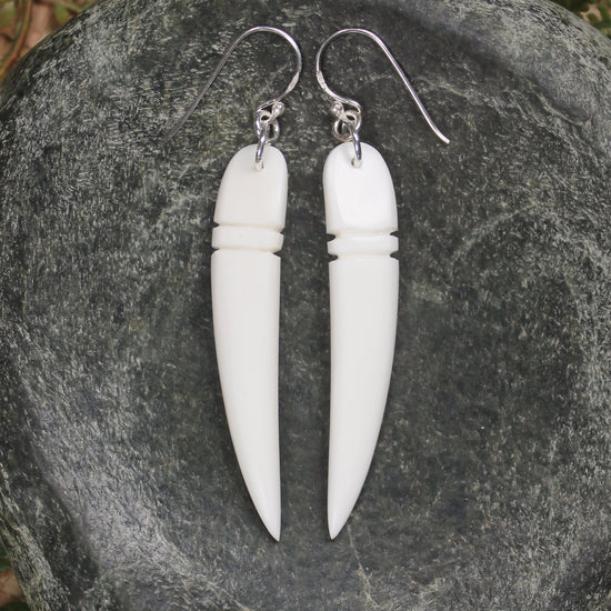 nz beef bone tooth earrings