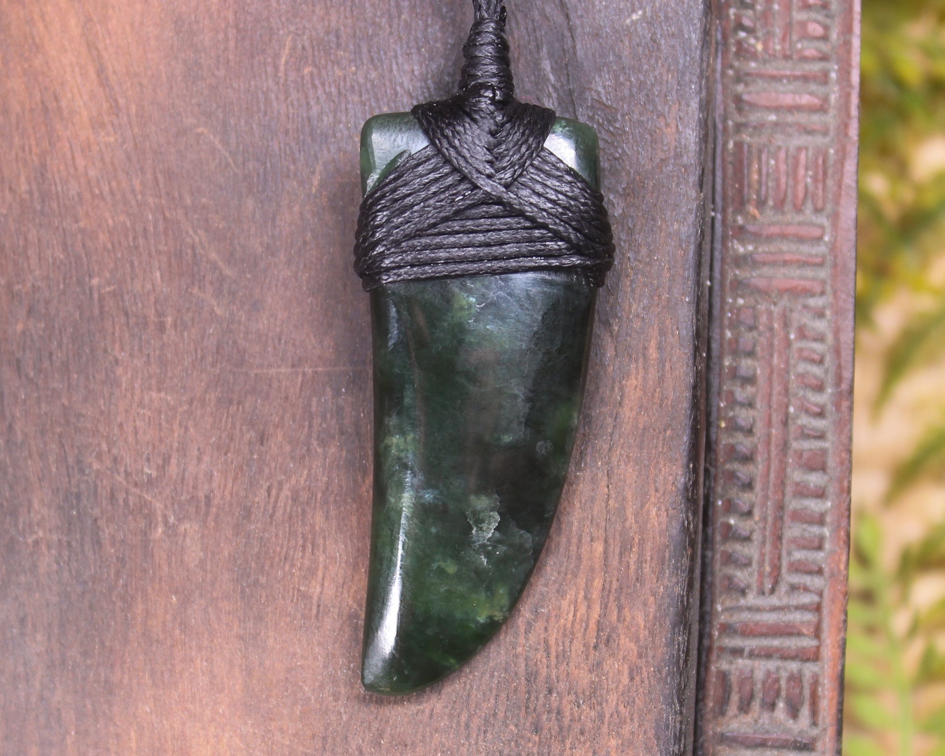 Taniwha Tooth or Niho carved from Kawakawa Pounamu - NZ Greenstone