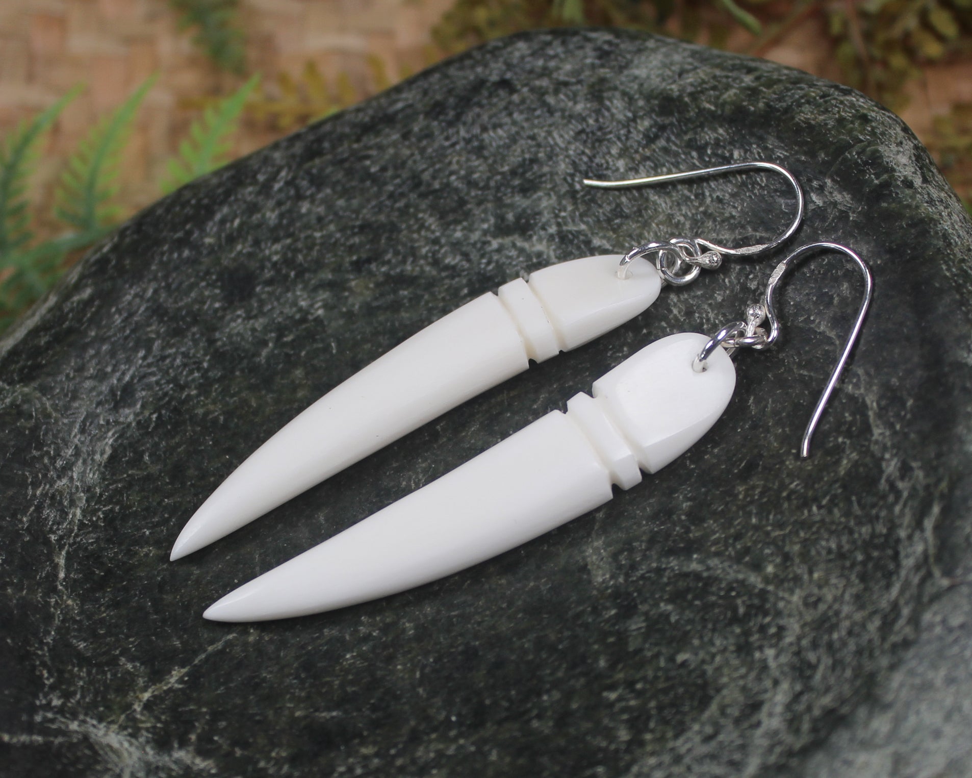 nz beef bone tooth earrings