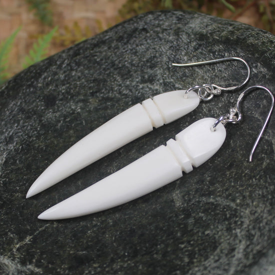 nz beef bone tooth earrings