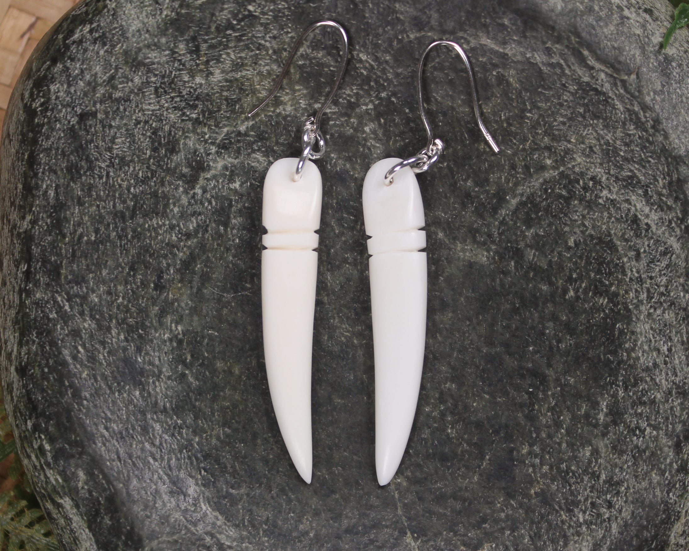 nz beef bone tooth earrings