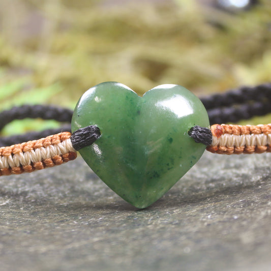 Adjustable cord bracelet with Hapopo Pounamu