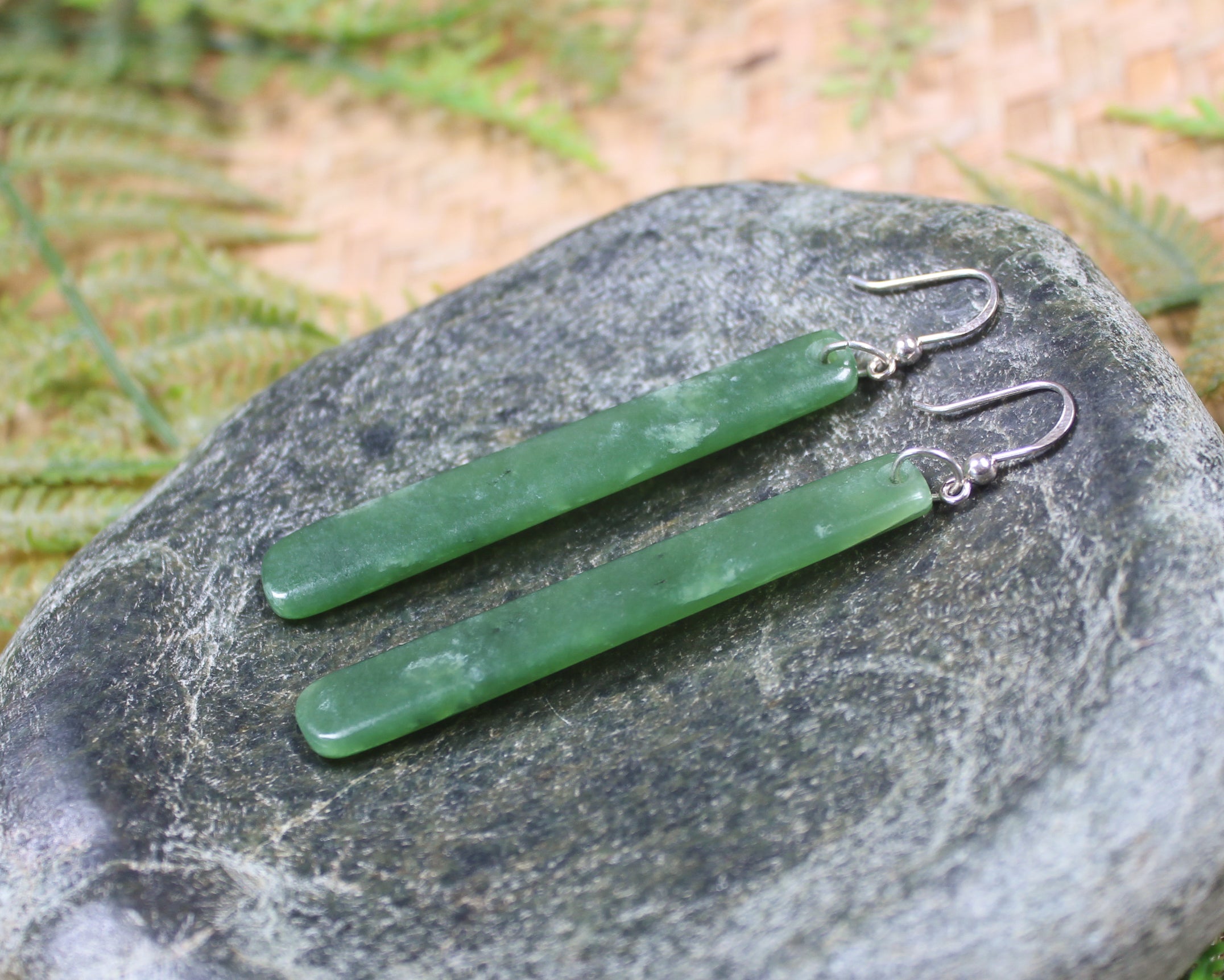 Roimata or Teardrop earrings carved from Hapopo Pounamu - NZ Greenstone