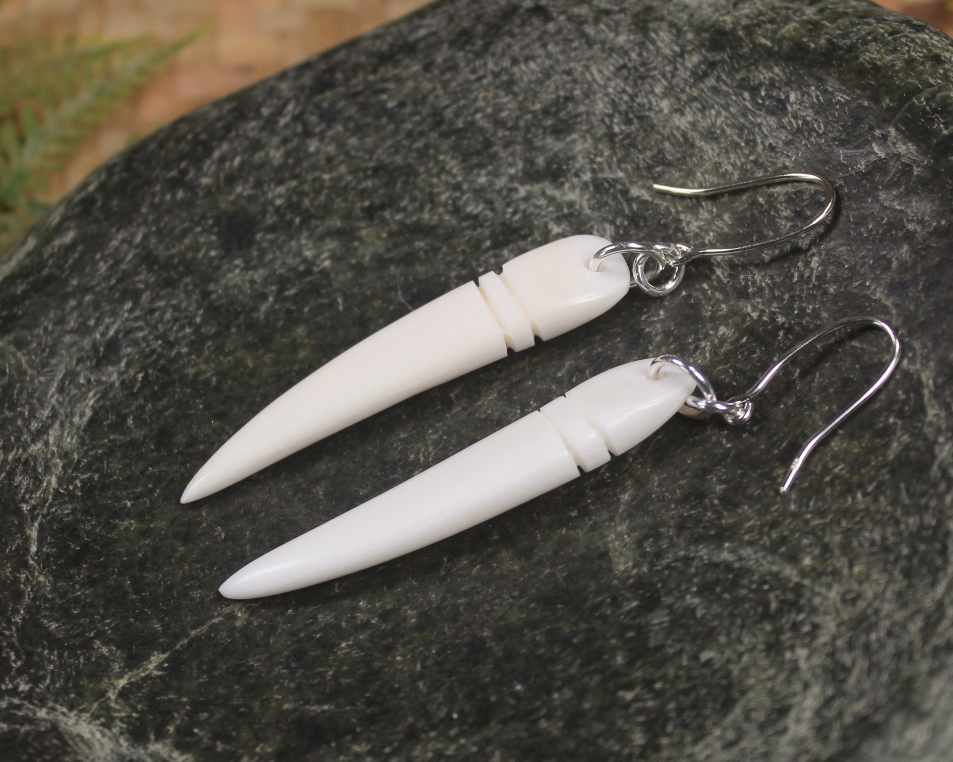 nz beef bone tooth earrings