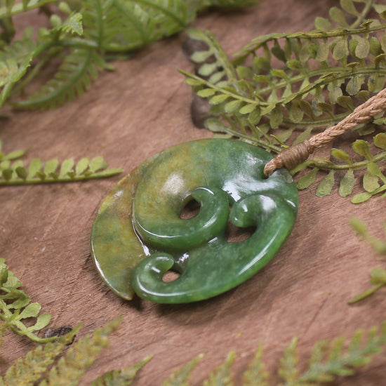 Flower Jade Pounamu Koru pendant - NZ Greenstone