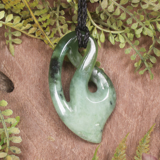 Twist or Pikorua carved from Hapopo Pounamu - NZ Greenstone