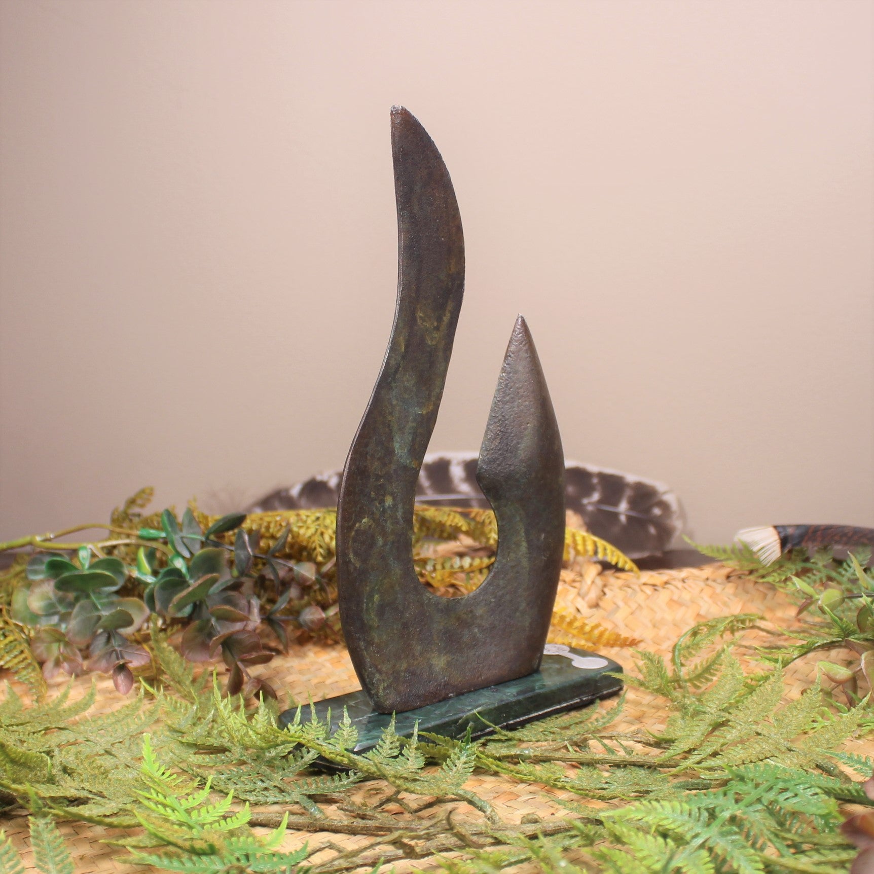 Matau or Fishhook Sculpture made from Bronze with Patina