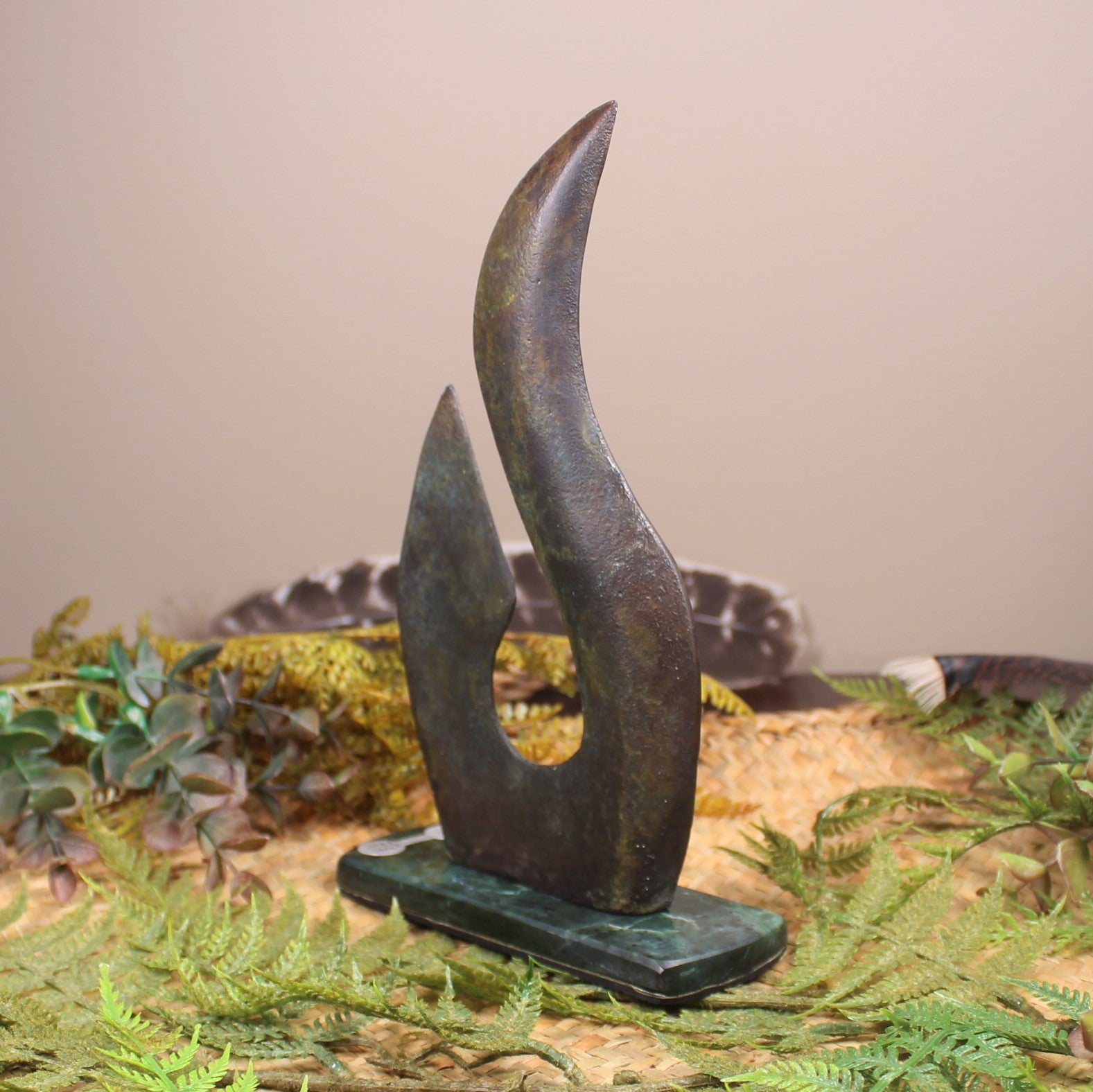 Matau or Fishhook Sculpture made from Bronze with Patina
